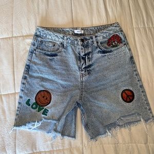 Patched Jean Shorts